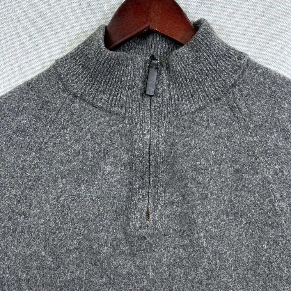 Banana Republic Quarter Zip Sweater Mens XL Gray Italian Yarn Wool Pullover Y2K